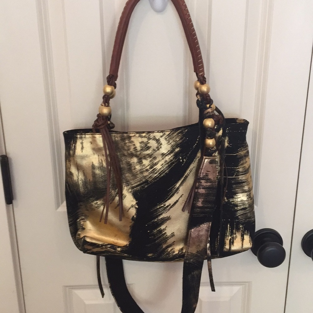 Gold and black beaded purse by Barbara